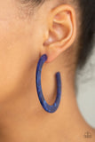 Paparazzi HAUTE Tamale - Blue - Acrylic Faux Marble Finish - Hoop Earrings - Glitzygals5dollarbling Paparazzi Boutique 