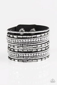 Paparazzi Wham Bam Glam Hematite White Bracelet On Black - Glitzygals5dollarbling Paparazzi Boutique 