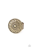 Paparazzi One in a MEDALLION - Brass - Antiqued Frame - Ring - Glitzygals5dollarbling Paparazzi Boutique 