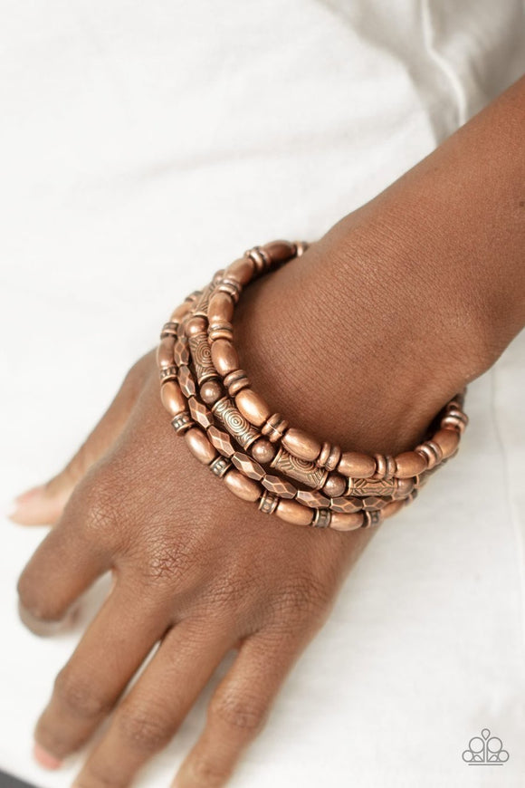 Texture Throwdown - copper - Paparazzi bracelet - Glitzygals5dollarbling Paparazzi Boutique 