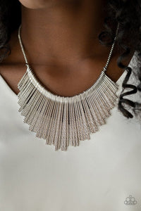 Paparazzi Necklace ~ Metallic Mane - Silver - Glitzygals5dollarbling Paparazzi Boutique 