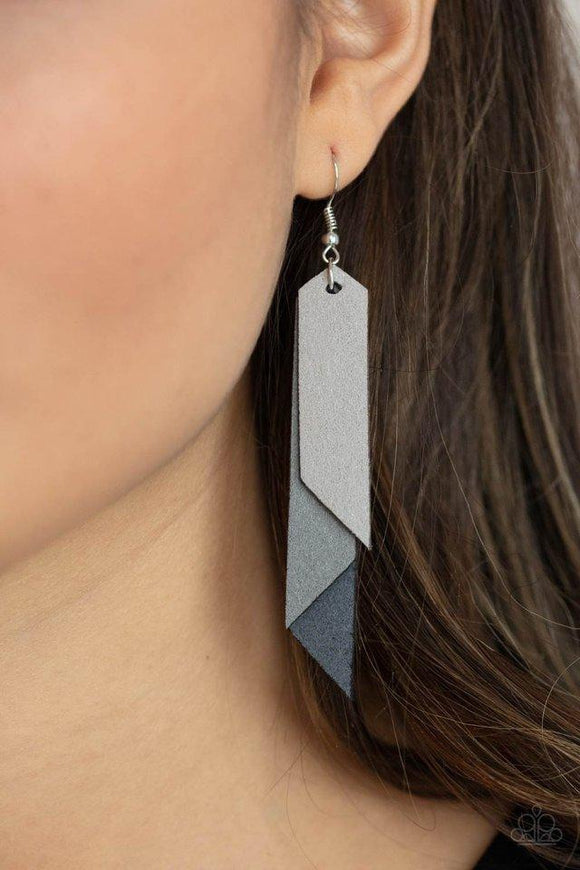 Paparazzi Earring ~ Suede Shade - Silver - Glitzygals5dollarbling Paparazzi Boutique 