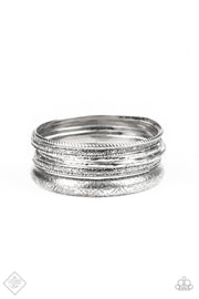 Paparazzi Hidden Groves Silver - Set of 7 Bracelets - Trend Blend Fashion Fix Exclusive June 2019 - Glitzygals5dollarbling Paparazzi Boutique 