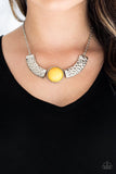 Paparazzi Egyptian Spell - Yellow - Delicately Hammered - Silver Necklace and matching Earrings - Glitzygals5dollarbling Paparazzi Boutique 