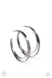 PAPARAZZI MOON CHILD METRO - BLACK Hoop Earrings Exclusive - Glitzygals5dollarbling Paparazzi Boutique 