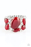 Paparazzi Modern Moonwalk - Red - Moonstone - White Rhinestones - Ring - Glitzygals5dollarbling Paparazzi Boutique 