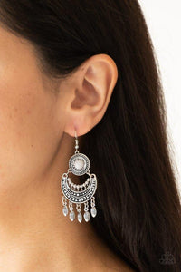 Paparazzi Earring ~ Mantra to Mantra - Silver - Glitzygals5dollarbling Paparazzi Boutique 