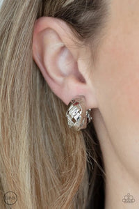 Paparazzi Earring ~ Wrought With Edge - Silver CLIP ON - Glitzygals5dollarbling Paparazzi Boutique 