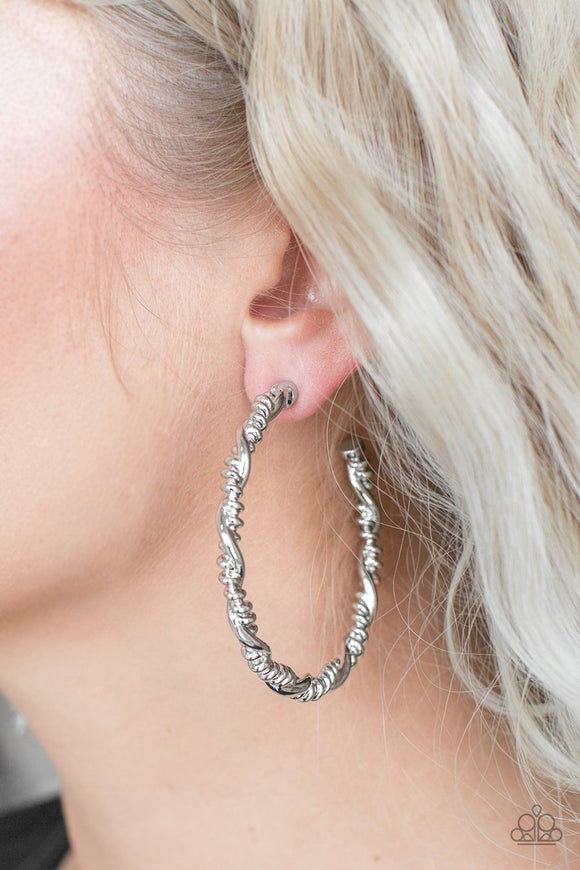 Paparazzi Street Mod - Silver - Twisted Hoop - Post Earrings - Glitzygals5dollarbling Paparazzi Boutique 