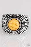 Paparazzi Stand Your Ground - Yellow Stone - Ornate Silver Band - Ring - Glitzygals5dollarbling Paparazzi Boutique 