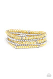 Paparazzi Fiercely Frosted - Yellow - White Rhinestones - Set of 5 Stretchy Band Bracelets - Glitzygals5dollarbling Paparazzi Boutique 
