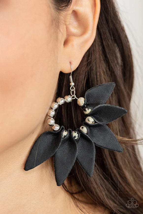 Flower Child Fever - black - Paparazzi earrings - Glitzygals5dollarbling Paparazzi Boutique 
