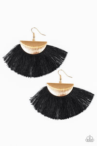 Paparazzi Fox Trap Gold Hook Black Fringe Earrings - Glitzygals5dollarbling Paparazzi Boutique 