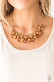 Paparazzi Tour de Trendsetter - Brown Beads - Gold Necklace and matching Earrings - Glitzygals5dollarbling Paparazzi Boutique 