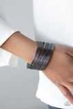 Paparazzi Stacked To The Max - Black - Hammered Gunmetal - Bangle Like Cuff Bracelet - Glitzygals5dollarbling Paparazzi Boutique 