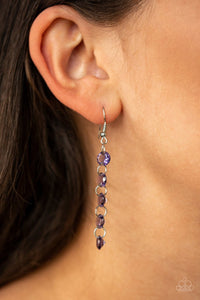 Paparazzi Trickle-Down Effect - Purple Prisms - Silver Link - Earrings - Glitzygals5dollarbling Paparazzi Boutique 