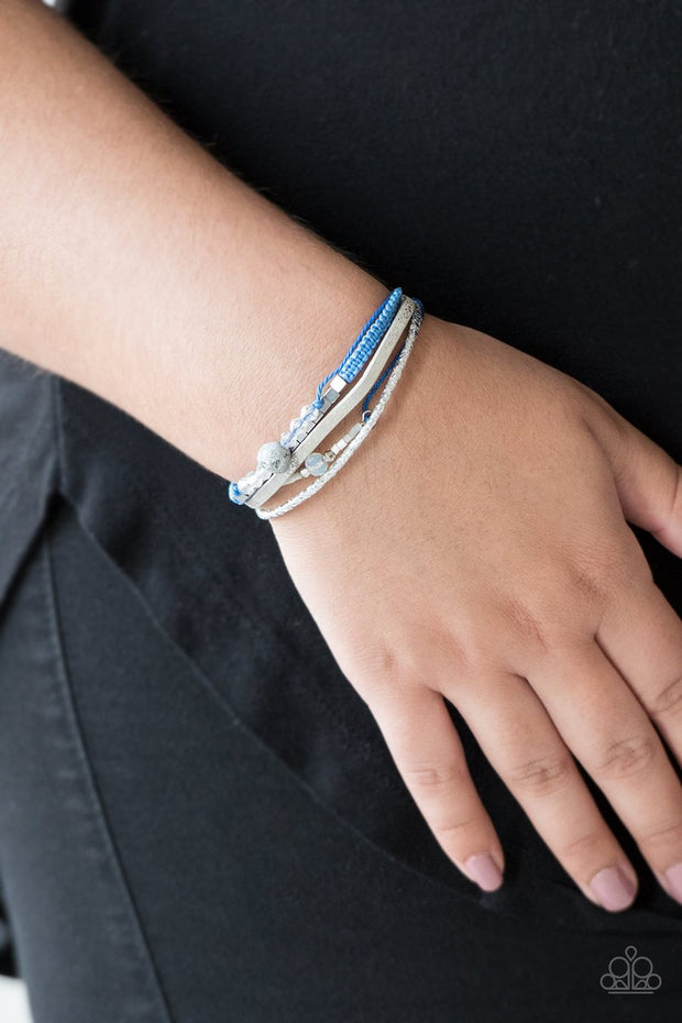 Paparazzi Take A SPACEWALK - Blue - Corded Leather Sliding Knot Bracelet - Glitzygals5dollarbling Paparazzi Boutique 