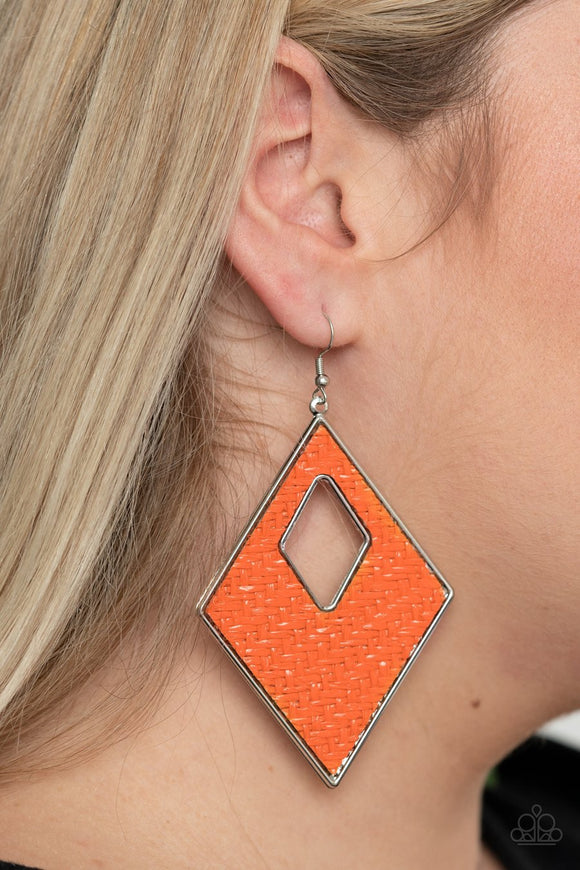 Woven Wanderer - orange - Paparazzi earrings - Glitzygals5dollarbling Paparazzi Boutique 