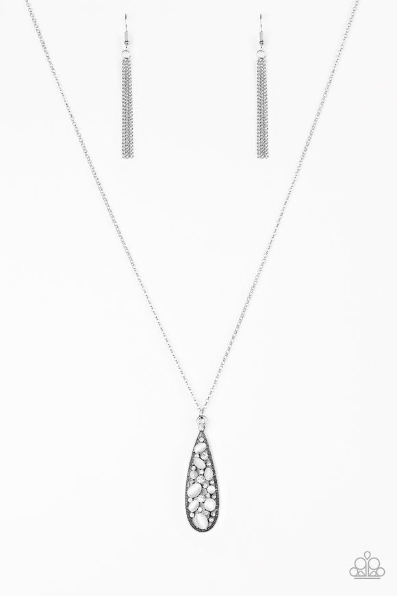 Teardrop Treasure White Necklace - Glitzygals5dollarbling Paparazzi Boutique 