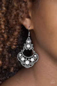 Garden State Glow White Earring - Glitzygals5dollarbling Paparazzi Boutique 
