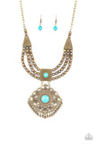 Paparazzi Santa Fe Solstice - Brass Necklace - Glitzygals5dollarbling Paparazzi Boutique 