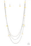 Paparazzi Collectively Carefree - Yellow - Silver Necklace and matching Earrings - Glitzygals5dollarbling Paparazzi Boutique 