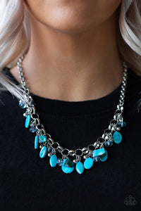 Paparazzi I Want To SEA The World - Blue - Bold Silver Chain Necklace & Earrings - Glitzygals5dollarbling Paparazzi Boutique 