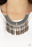 Paparazzi Fierce in Feathers - Multi Feather Statement Necklace - Glitzygals5dollarbling Paparazzi Boutique 