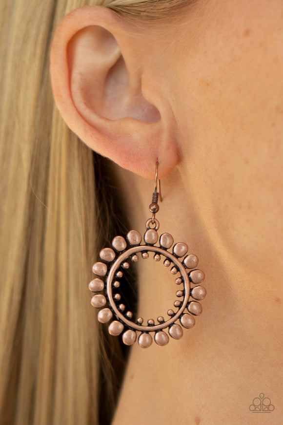 Paparazzi Radiating Radiance - Copper - Earrings - Glitzygals5dollarbling Paparazzi Boutique 