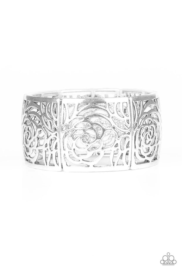 Paparazzi Victorian Variety - Silver - Floral Filigree - Stretchy Bands - Bracelet - Glitzygals5dollarbling Paparazzi Boutique 