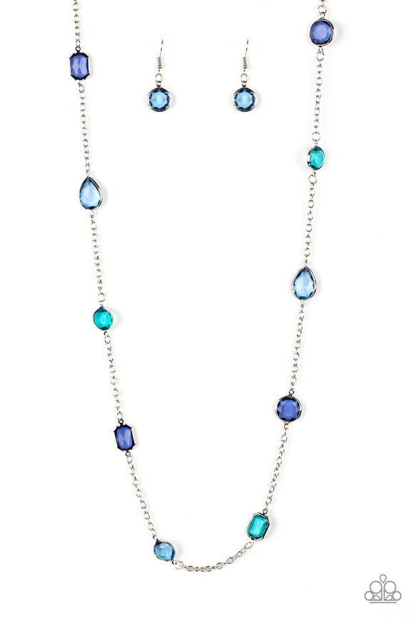 Paparazzi “Glassy Glamorous” Multi Blue Necklace - Glitzygals5dollarbling Paparazzi Boutique 