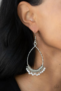 Wishing Well Wonder White ~ Paparazzi Earrings - Glitzygals5dollarbling Paparazzi Boutique 