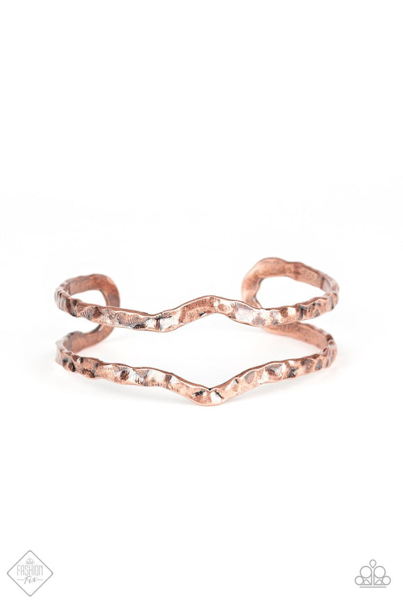 Paparazzi Rustic Ruler - Copper Cuff Bracelet - Fashion Fix / Trend Blend Exclusive - July 2019 - Glitzygals5dollarbling Paparazzi Boutique 