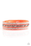 Paparazzi Mega Glam - Orange - White, Smoky Hematite, Rhinestone, Wrap, Snap Bracelet - Glitzygals5dollarbling Paparazzi Boutique 