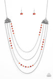 Paparazzi Pharaoh Finesse - Red Crystal Beads - Silver Chains - Necklace and matching Earrings - Glitzygals5dollarbling Paparazzi Boutique 