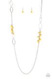Paparazzi Flirty Foxtrot - Yellow Beads - Silver Chain Necklace and matching Earrings - Glitzygals5dollarbling Paparazzi Boutique 