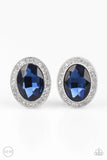 Paparazzi Only FAME In Town - Blue Gem - White Rhinestones - CLIP ON - Earrings - Glitzygals5dollarbling Paparazzi Boutique 