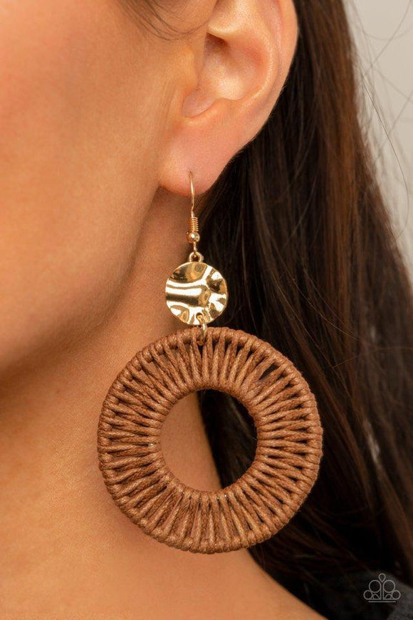 Paparazzi Earring ~ Total Basket Case - Brown - Glitzygals5dollarbling Paparazzi Boutique 
