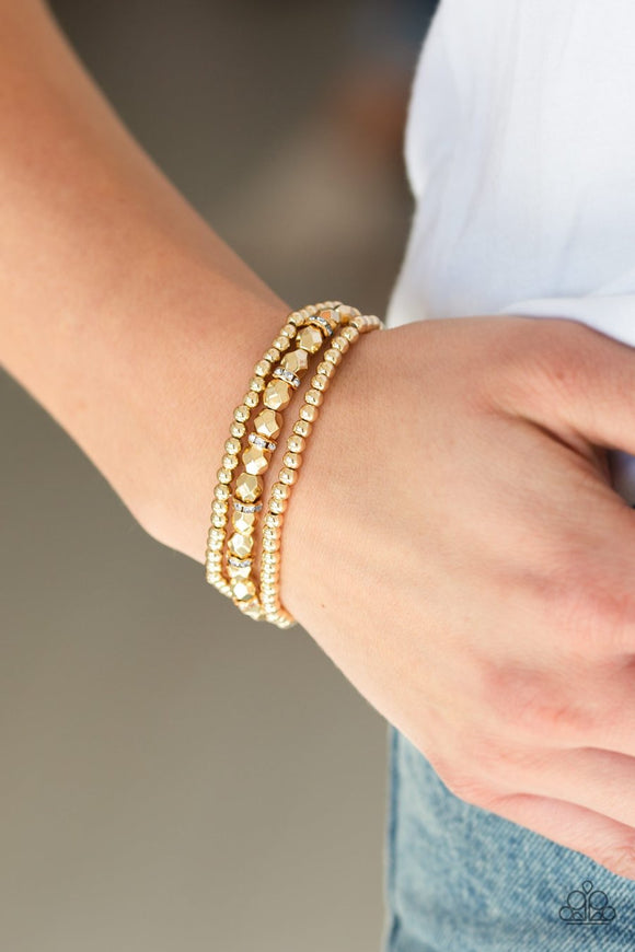 Paparazzi Let There BEAM Light - Gold - set of 3 Bracelets - Glitzygals5dollarbling Paparazzi Boutique 