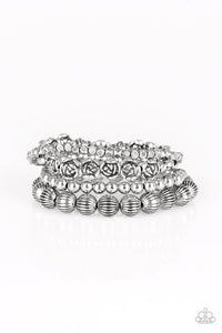 Paparazzi Rose Garden Gala - Silver Stretch Bracelets - Glitzygals5dollarbling Paparazzi Boutique 