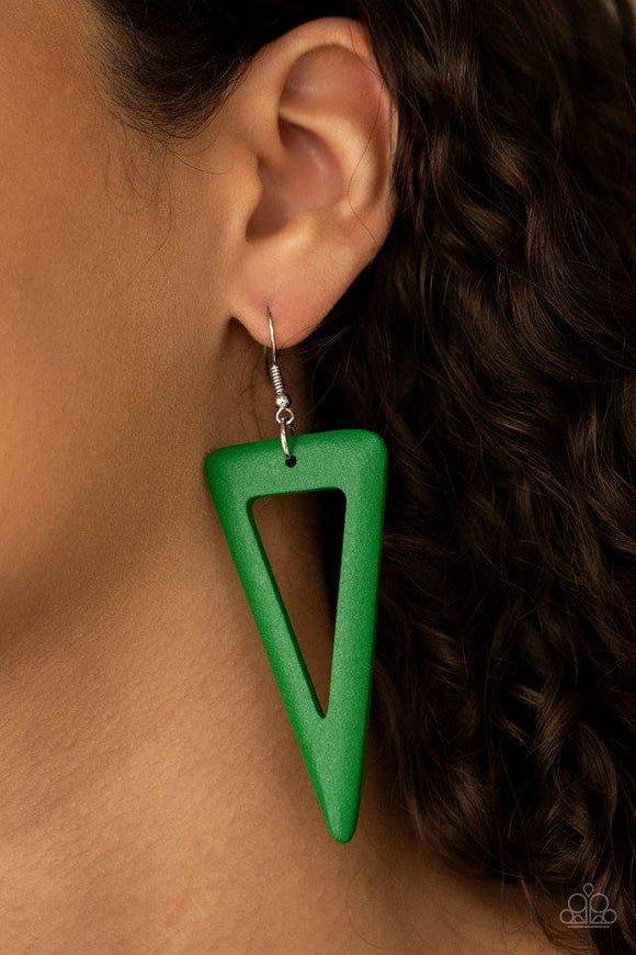 Paparazzi Earring ~ Bermuda Backpacker - Green - Glitzygals5dollarbling Paparazzi Boutique 