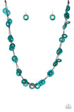 Paparazzi Waikiki Winds - Blue - Wooden Necklace and matching Earrings - Glitzygals5dollarbling Paparazzi Boutique 