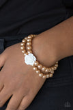 Paparazzi Posh and Posy - Brown Pearls - White Rose - Stretchy Bracelet - Glitzygals5dollarbling Paparazzi Boutique 