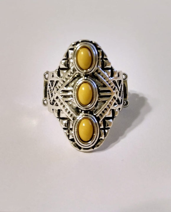 Paparazzi Jewelry Ring Mayan Motif - Yellow - Glitzygals5dollarbling Paparazzi Boutique 