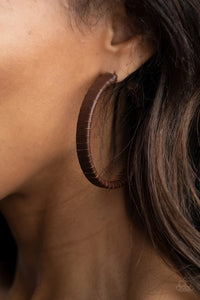 Leather-Clad Legend - brown - Paparazzi earrings - Glitzygals5dollarbling Paparazzi Boutique 