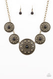 Paparazzi Hey, SOL Sister - Black Beads - Round Brass Sunburst - Necklace & Earrings - Glitzygals5dollarbling Paparazzi Boutique 