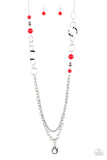 Paparazzi Modern Motley Red LANYARD Necklace - Glitzygals5dollarbling Paparazzi Boutique 