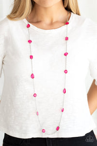 Paparazzi Glassy Glamorous - Pink Gems - Silver Necklace and matching Earrings - Glitzygals5dollarbling Paparazzi Boutique 