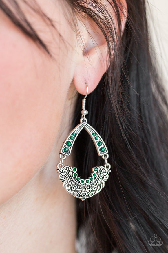 Paparazzi Royal Engagement - Green Earrings - Glitzygals5dollarbling Paparazzi Boutique 
