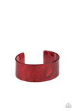 Paparazzi Paparazzi Glaze Over - RED - Acrylic Cuff - Bracelet - Glitzygals5dollarbling Paparazzi Boutique 